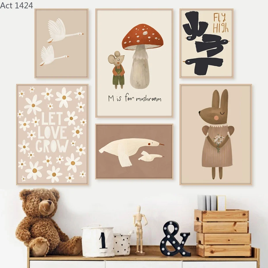 Boho Cartoon Konijn Muis Gans  - Baby Nursery Frames recensie en prijs